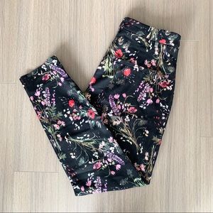 H&M Floral Black Skinny Trouser Pants